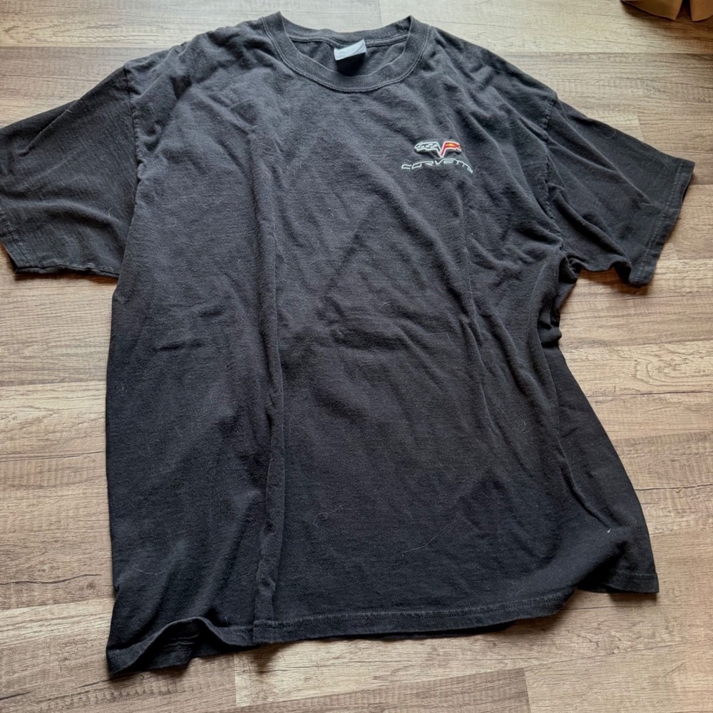 Chevrolet Corvette C6 Logo T-Shirt Mens Black Short Sleeve Embroidered Car Tee